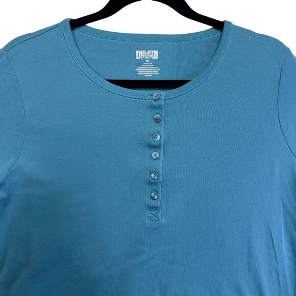 Duluth Trading Co. Blue Short Sleeve Button Front Size medium - Picture 3 of 12